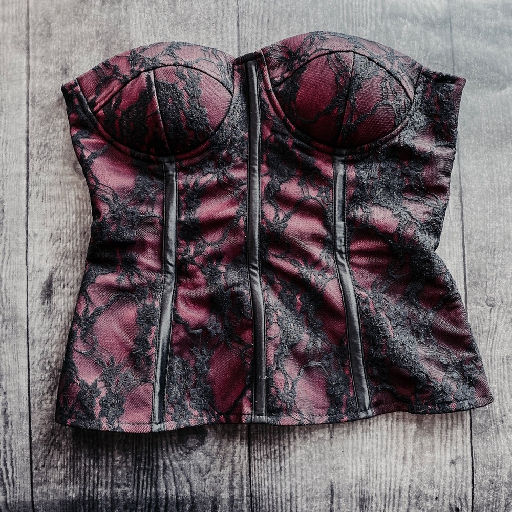 Wet Seal Red Lace Corset Top Small
